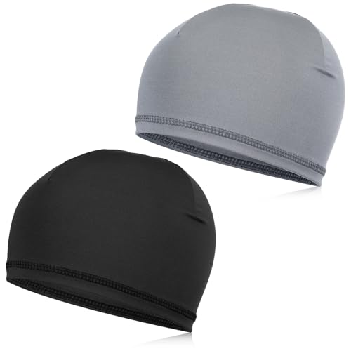 JIYIN 2 Stück Cooling Fahrradmütze Unter Helm, Atmungsaktiver Fahrradmütze Polyester Laufmütze Helmfutter Sportmütze Multifunktionale Skull Cap für Schlafen Bewegung Chemotherapie von JIYIN