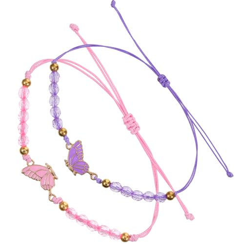 JIYIN 2 Stück Freundschaftsarmbänder, BFF-Armbänder Schmetterlingsarmbänder Freunde Mädchen Beste Freundin Armband Schmuckgeschenke Armband für Beste Freunde(Lila+Rosa von JIYIN
