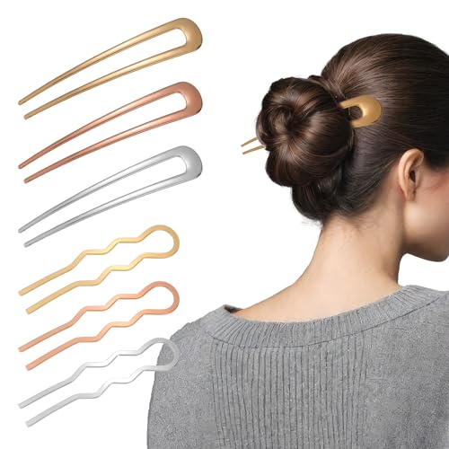 JIYIN 6 Stück French Hair Pin, Große U Förmige Haarnadeln Französische Haarnadel Haargabel Haarspangen Metall Haarnadel für Frauen Mädchen von JIYIN