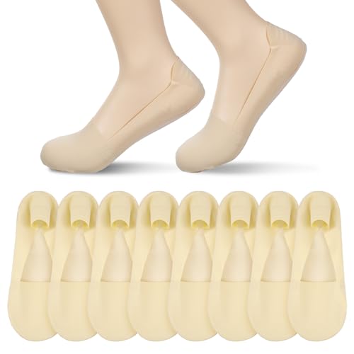 JIYIN 8 Paar Füßlinge Ballerina Socken, Unsichtbare Füsslinge Damen Sneaker Socken No Show Rutschfeste Füsslinge mit Siliconpad Kurze Sock von JIYIN