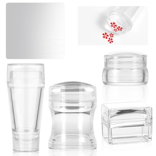 JIYN 8 Stück Nagelstempel, French Nails Stempel Doppelend Silikon Nagel Stempel mit Schaber Nail Art Stamper Schablon für Französische Maniküre Home DIY Nail von JIYIN