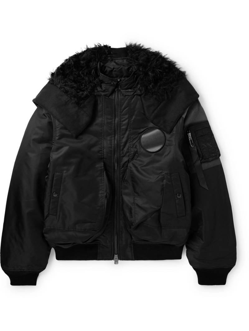JIYONGKIM - Alpha Industries Sun-Bleached Cotton and Plush-Trimmed Shell Hooded Bomber Jacket - Men - Black - L von JIYONGKIM