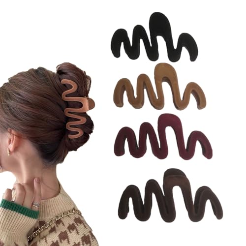 JIZIYUER 12,7 cm große Haarklammern für dickes Haar, Haarklammern, Pferdeschwanz-Halter für Frauen, Samt-Haarspangen-Set, Klemmen, modisches Haarstyling-Zubehör (Samt C-4 Stück) von JIZIYUER