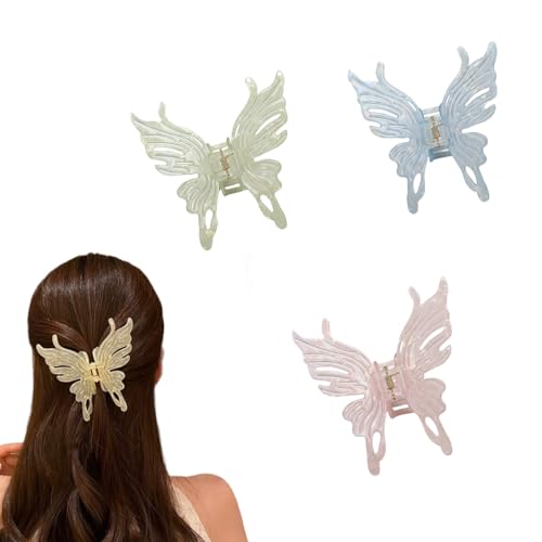 JIZIYUER 3 Stück 8,9 cm große Schmetterlings-Haarspangen, rutschfeste Haarklammern, Haarklammern für dicke, dünne Haarspangen, niedliches Haar-Accessoire für Damen und Mädchen von JIZIYUER