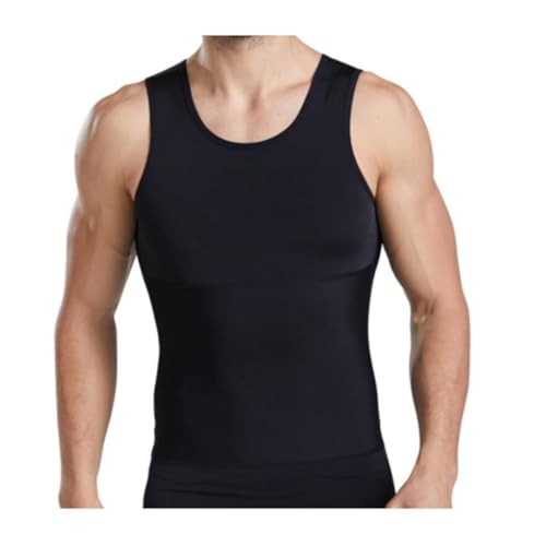 JIZIYUER Männer Workout Tank Tops Abnehmen Body Shaper Unterhemden Kompression Tank Muskelweste Shapewear Taille Trainer Weste(schwarz XXL) von JIZIYUER