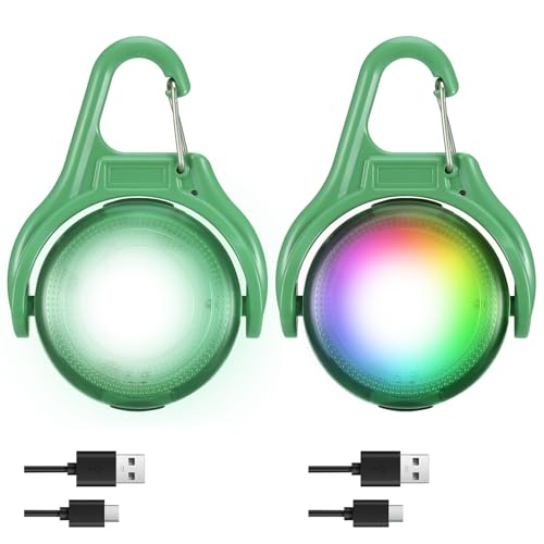 JIZZU 2 Stück LED Blinklicht Schulranzen, Hund Leuchtanhänger Aufladbar 4 Modi, LED Reflektoren Kinder Sicherheitslicht für Rucksack Joggen Laufen Haustier (Grün) von JIZZU