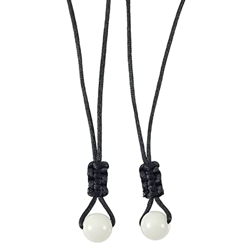 JIgeren Mode Halskette 2 Stück Pinky Versprechen Halskette Boho Leuchtende Perlen Charm Anhänger Seil Kette Geflochtene Halskette für Paare Schwestern Verstellbar von JIgeren