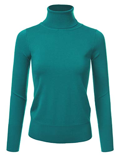 JJ Perfection Damen Stretch-Strickpullover mit Rollkragen und langen Ärmeln - Blau - Klein von JJ Perfection