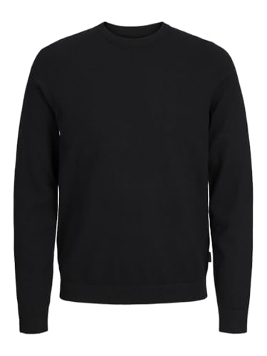 JJ REBEL Herren JREBCALLUM Knit Crew Neck NOOS Strickpullover, Black, XL von JJ REBEL