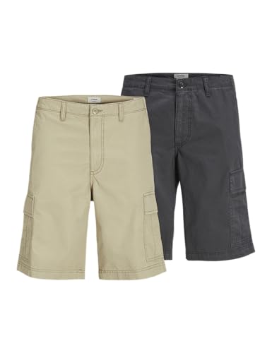 JJ REBEL Herren Jrebcarlos Rebel Cargo Short 2 Pk Mp, Asphalt, XL (2er Pack) von JJ REBEL