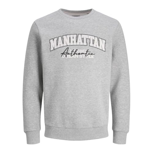 JJ REBEL Herren Jrebnewyork Crew Neck Sn Sweatshirt, Light Grey Melange, M EU von JJ REBEL