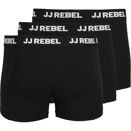 JJ REBEL Herren Jrebrebel Logo Trunks 3 Pack Noos Boxershorts, Schwarz, L EU von JJ REBEL
