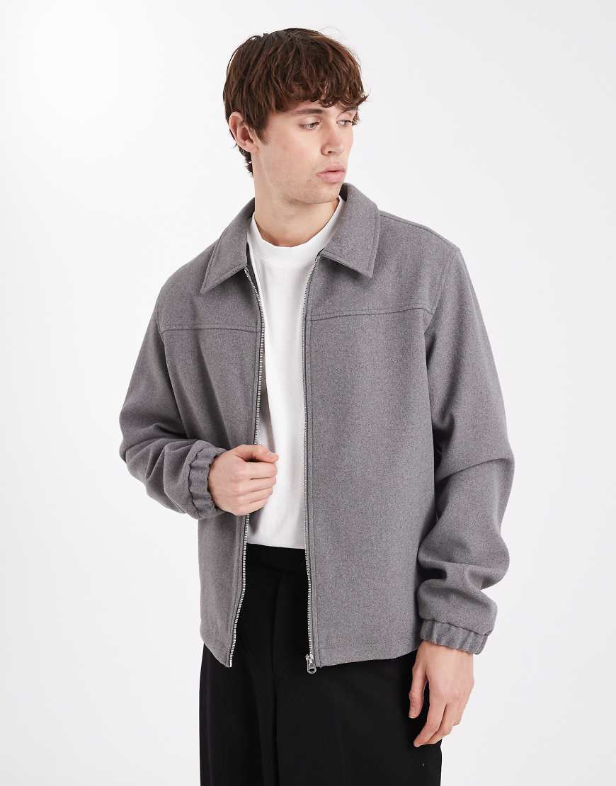 JJ Rebel - Angeraute Jacke in Grau mit Reißverschluss von JJ Rebel