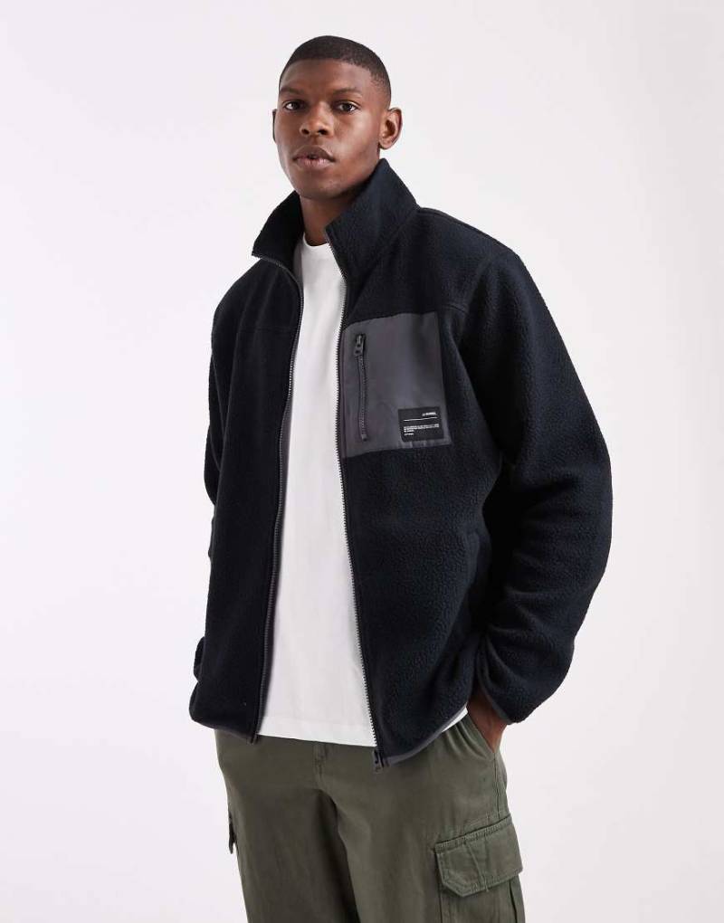 JJ Rebel - Fleece-Jacke in Schwarz mit Reißverschluss von JJ Rebel