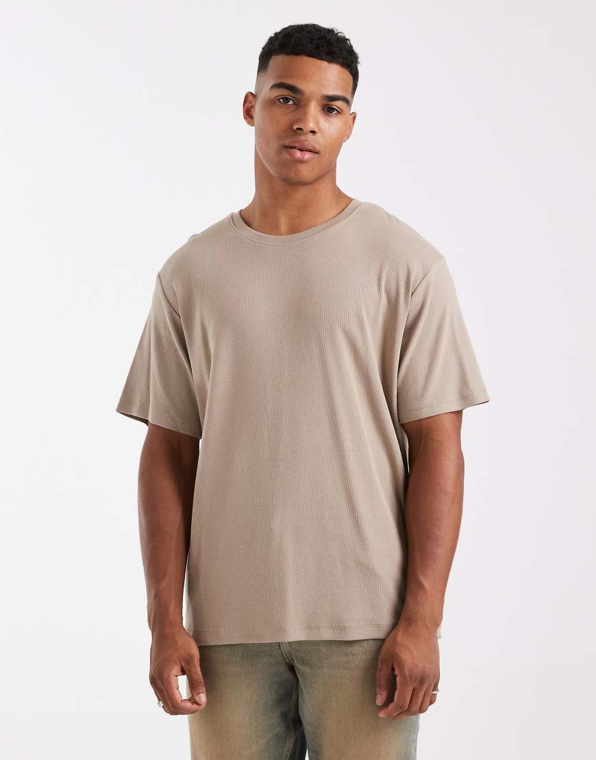 JJ Rebel - Geripptes T-Shirt in Beige-Neutral von JJ Rebel
