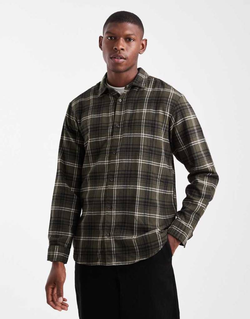 JJ Rebel - Kariertes Hemd in Khaki-Grün von JJ Rebel