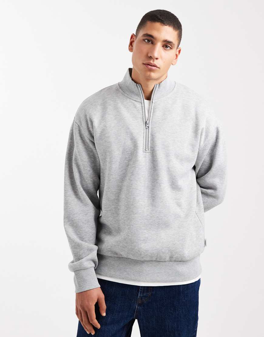 JJ Rebel - Oversize-Sweatshirt in Grau mit kurzem Reißverschluss von JJ Rebel