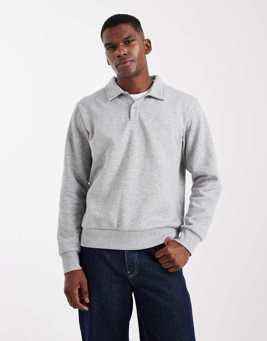 JJ Rebel - Polo-Sweatshirt in Grau JJ Rebel - Polo-Sweatshirt in Grau von JJ Rebel
