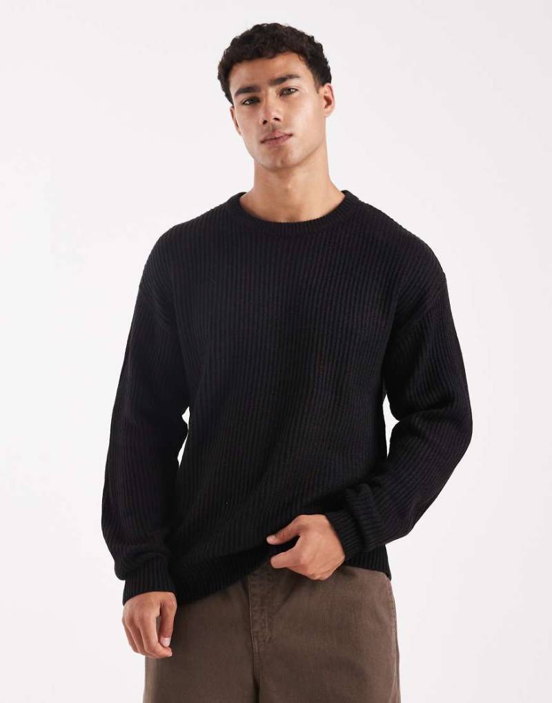 JJ Rebel - Strukturierter Oversize-Pullover in Schwarz von JJ Rebel