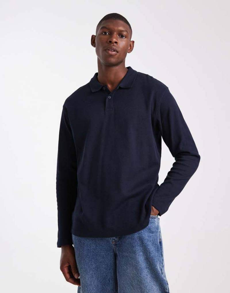 JJ Rebel - Strukturierter Polo-Pullover in Marineblau von JJ Rebel