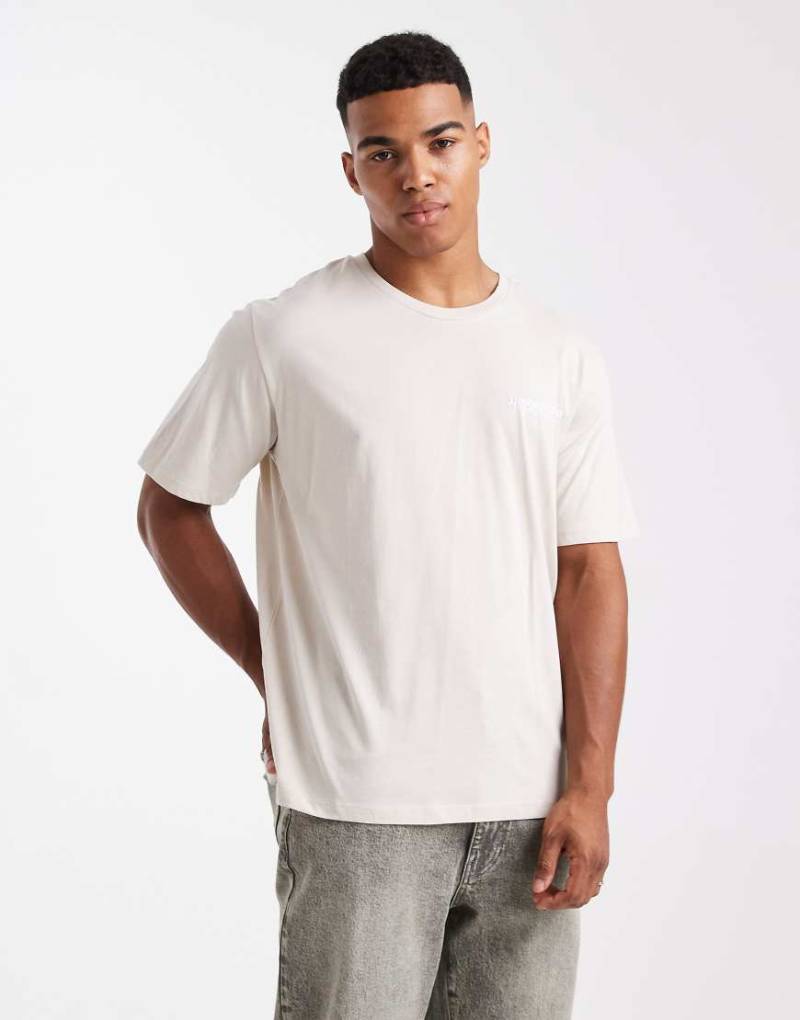 JJ Rebel - T-Shirt in Creme mit Logo auf der Brust-Weiß von JJ Rebel