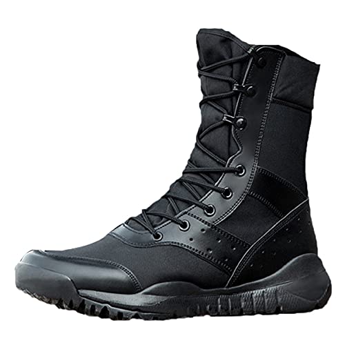 Sommer Outdoor Camping Wanderschuhe Herren Ultraleicht Übergröße Taktische Kampftraining Stiefel Wanderschuhe, Schwarz; Leinen, 43 EU von JJBKT