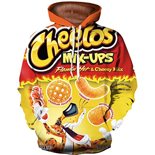 JJCat Herren Langarm 3D Digitaldruck Lässige Mode Takis Fuego Paar Pullover Hoodies Sweatshirts (3X-Large, Gelb) von JJCat