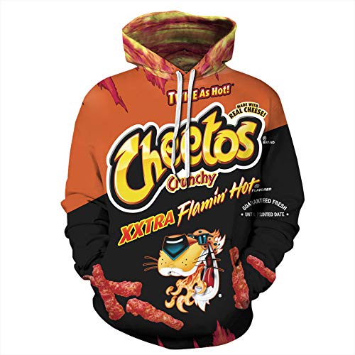 JJCat Herren Langarm 3D Digitaldruck Lässige Mode Takis Fuego Paar Pullover Hoodies Sweatshirts (Small, Orange) von JJCat