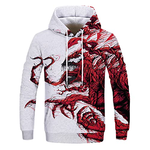 JJCat Herren Langarm 3D-Druck Hero Venom-Serie Side Schwarz Venom Plus Size 5XL Pullover Hoodies Paar Sweatshirts(L,Blau5) von JJCat