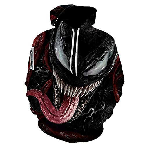 JJCat Herren Langarm 3D-Druck Hero Venom-Serie Side Weiß30 Venom Plus Size 5XL Pullover Hoodies Paar Sweatshirts(XXL,Weiß30) von JJCat