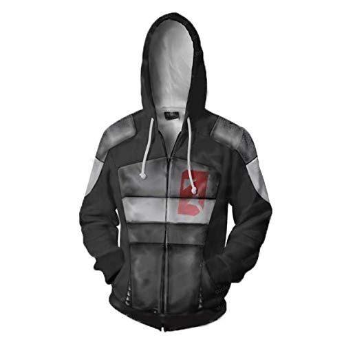 JJCat Herren Langarm 3D-Druck Mit Kapuze Borderlands Series Übergröße 5XL Pullover Sweatshirts(M,Grau) von JJCat