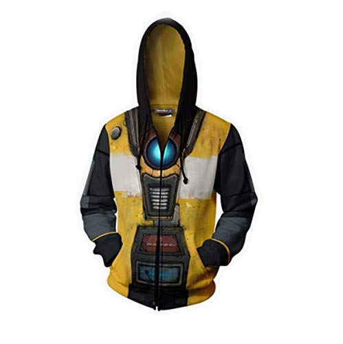 JJCat Herren Langarm 3D-Druck Mit Kapuzed Grenzland NPC Motor Übergröße 5XL Zipper Sweatshirts(XL,Graul) von JJCat