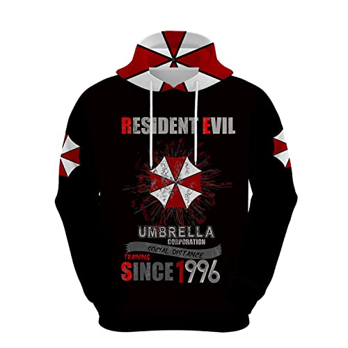 JJCat Herren Langarm Kapuzen Resident Evil Series Regenschirm Plus Größe 5XL Cosplay Pullover Sweatshirts(5XL,Bunt13) von JJCat
