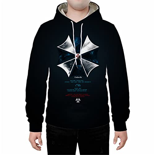 JJCat Herren Langarm Kapuzen Resident Evil Series Regenschirm Plus Größe 5XL Cosplay Pullover Sweatshirts(5XL,Schwarz11) von JJCat