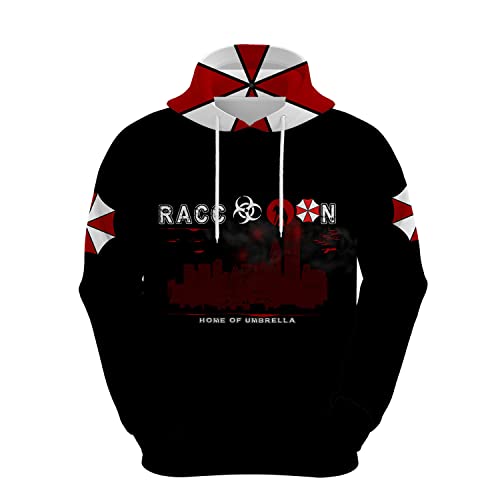 JJCat Herren Langarm Kapuzen Resident Evil Series Regenschirm Plus Größe 5XL Cosplay Pullover Sweatshirts(L,Braun12) von JJCat