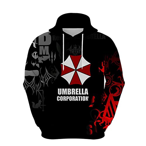 JJCat Herren Langarm Kapuzen Resident Evil Series Regenschirm Plus Größe 5XL Cosplay Pullover Sweatshirts(L,Grun17) von JJCat