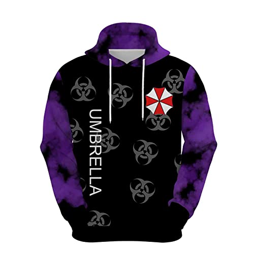 JJCat Herren Langarm Kapuzen Resident Evil Series Regenschirm Plus Größe 5XL Cosplay Pullover Sweatshirts(XXL,Weiß18) von JJCat