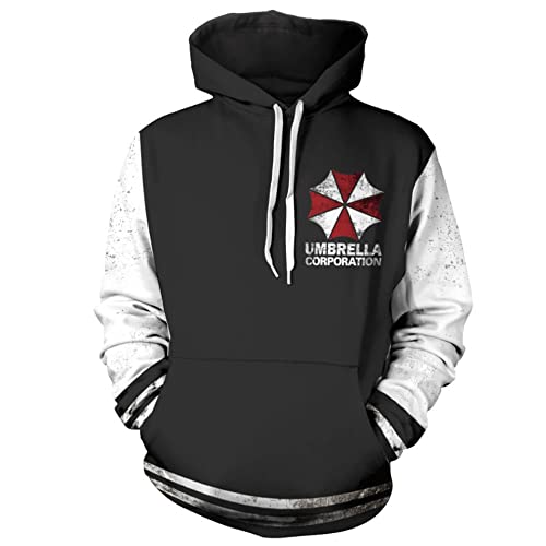 JJCat Herren Langarm Kapuzen Resident Evil Series Regenschirm Plus Größe 5XL Cosplay Pullover Sweatshirts (5XL, Dunkgrau) von JJCat