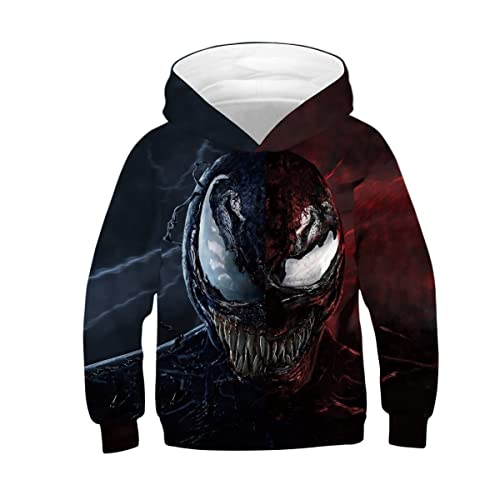 JJCat Kinder Langarm Kapuzen 3D Digital Print Hero Venom Series Roaring Monster Pullover Sweatshirts(L,Multicolor) von JJCat