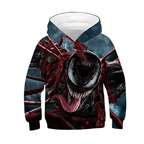JJCat Kinder Langarm Kapuzen 3D Digital Print Hero Venom Series Roaring Monster Pullover Sweatshirts(M,Multicolor) von JJCat