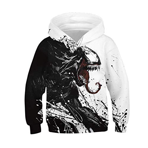 JJCat Kinder Langarm Kapuzen 3D Digital Print Hero Venom Series Roaring Monster Pullover Sweatshirts(M,Multicolor) von JJCat