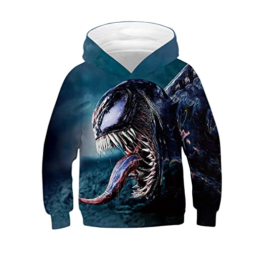 JJCat Kinder Langarm Kapuzen 3D Digital Print Hero Venom Series Roaring Monster Pullover Sweatshirts(S,Multicolor) von JJCat