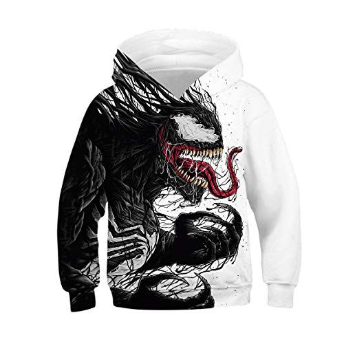 JJCat Kinder Langarm Kapuzen 3D Digital Print Hero Venom Series Roaring Monster Pullover Sweatshirts(S,Multicolor) von JJCat