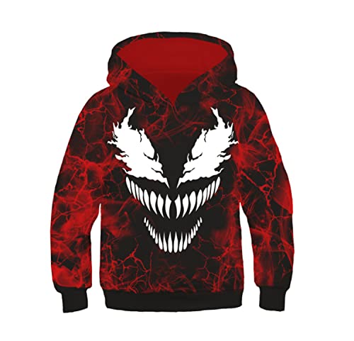 JJCat Kinder Langarm Kapuzen 3D-Digitaldruck Heldengift-Serie Brüllendes Monster Pullover Sweatshirts(L,Rot35) von JJCat
