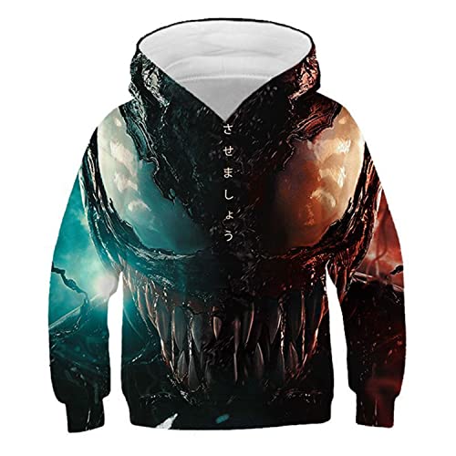 JJCat Kinder Langarm Kapuzen 3D-Digitaldruck Heldengift-Serie Brüllendes Monster Pullover Sweatshirts(L,Schwarz1) von JJCat