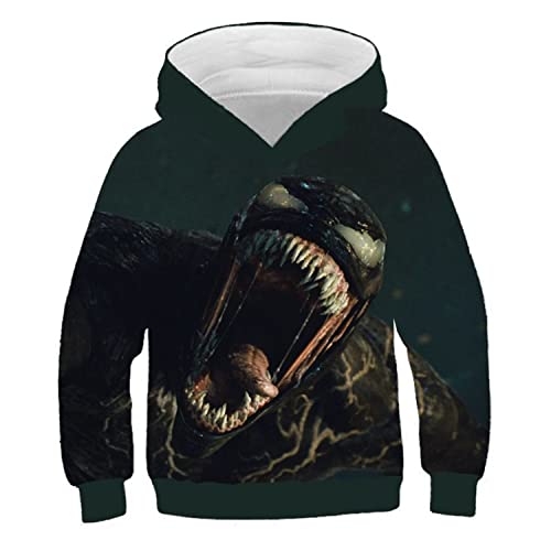 JJCat Kinder Langarm Kapuzen 3D-Digitaldruck Heldengift-Serie Brüllendes Monster Pullover Sweatshirts(M,Schwarz25) von JJCat