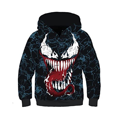 JJCat Kinder Langarm Kapuzen 3D-Digitaldruck Heldengift-Serie Brüllendes Monster Pullover Sweatshirts(S,Blau36) von JJCat