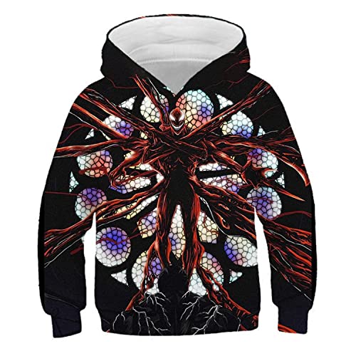 JJCat Kinder Langarm Kapuzen 3D-Digitaldruck Heldengift-Serie Brüllendes Monster Pullover Sweatshirts(XL,Schwarz8) von JJCat