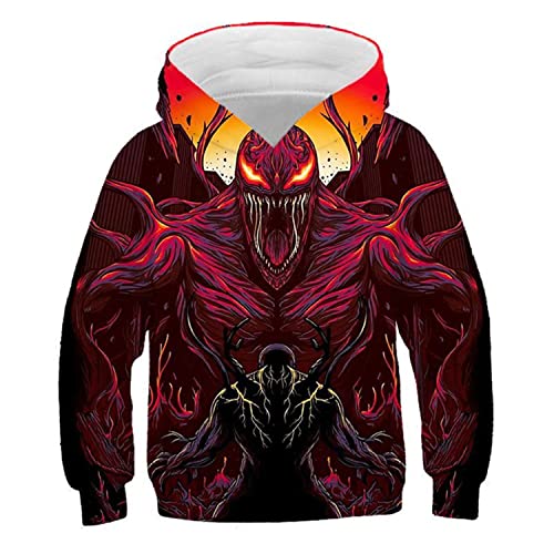 JJCat Kinder Langarm Kapuzen 3D-Digitaldruck Heldengift-Serie Brüllendes Monster Pullover Sweatshirts(XS,Rot9) von JJCat