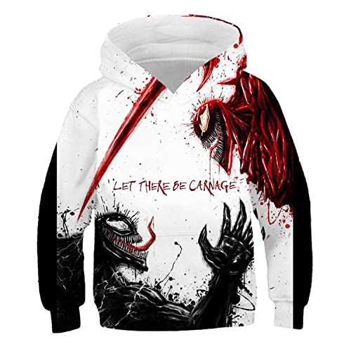 JJCat Kinder Langarm Kapuzen 3D-Digitaldruck Heldengift-Serie Brüllendes Monster Pullover Sweatshirts(XS,Weib12) von JJCat